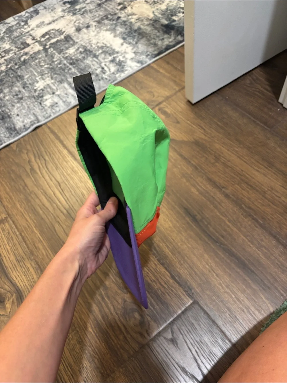 Colorblock Camp Cap in Neon Green, Orange & Purple